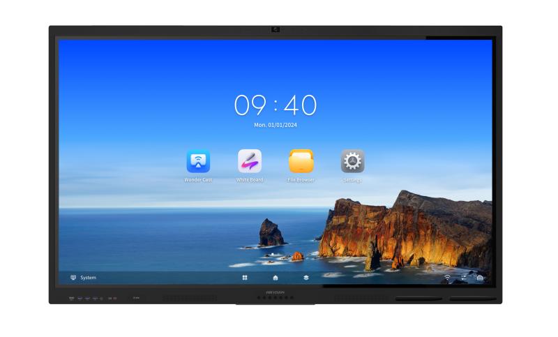 Hikvision DS-D5B75RB/FL 75" 4K UHD IPS Interactive Flat Panel Display | Built-in Camera & 8-Mic Array (12m Pickup) | 8GB RAM & 128GB Storage | Android 13.0 | 40-Point Touch | 400 Nits | Wall Mount Included